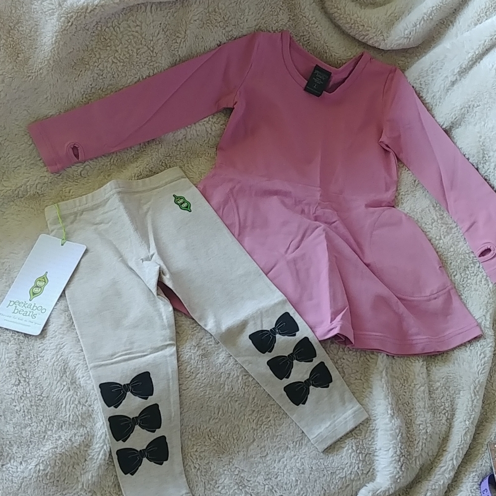 Peekaboo Beans dress and leggings set size 2